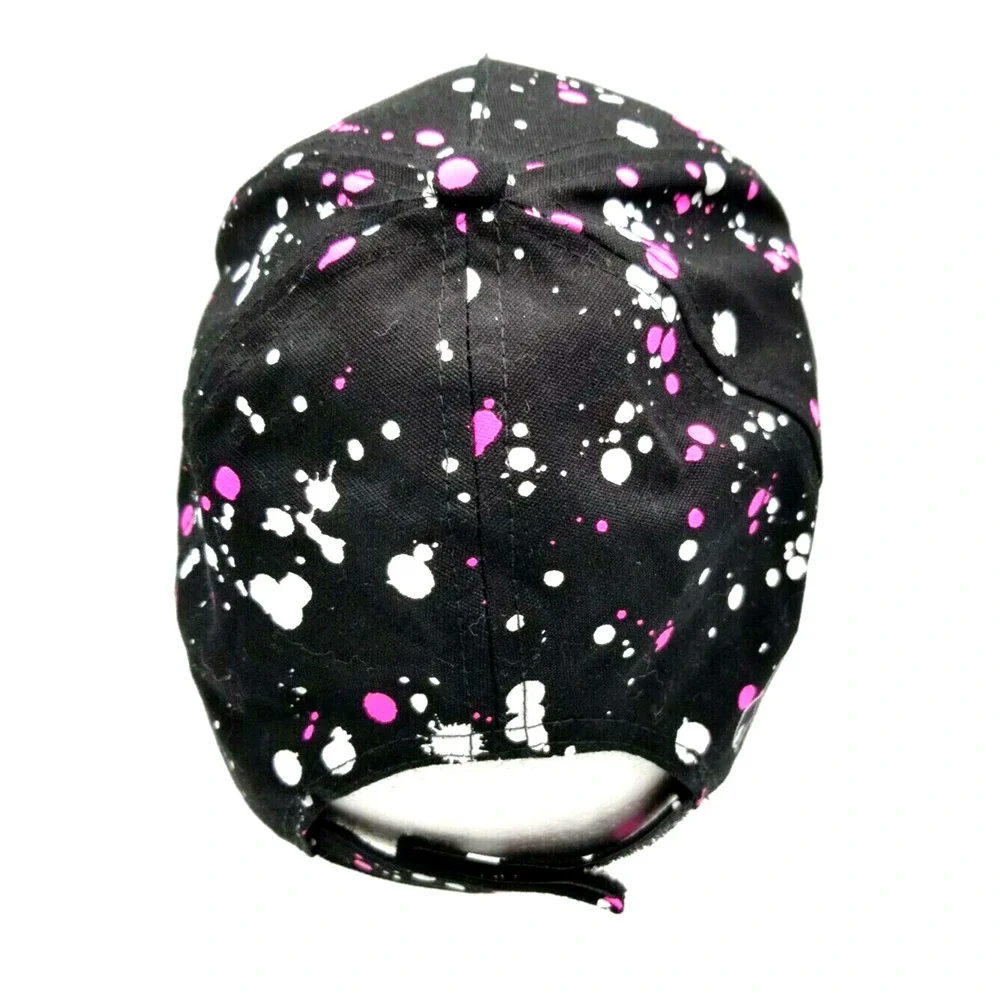 Justice Girl Squad Baseball Cap Black Pink Heart Paint Splatters SUPER CUTE